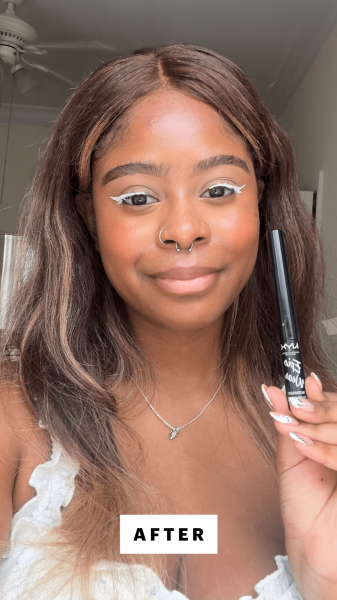 Curry after applying the Nyx Professional Makeup Epic Ink Liquid Wear Liner