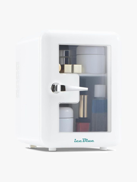 Iceblue Skincare Fridge in branded component on a light gray background