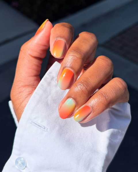 Taylor Swift TLOAS Nails blue and orange ombre nails